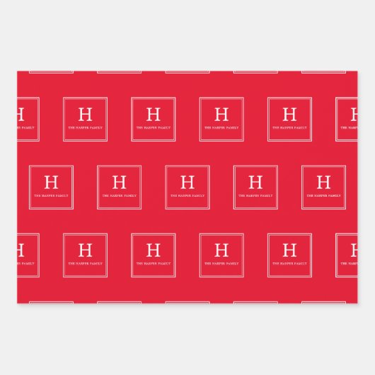 Farbe - klassisches Monogramm-Geschenkpapier Geschenkpapier Set (Vorderseite 2)