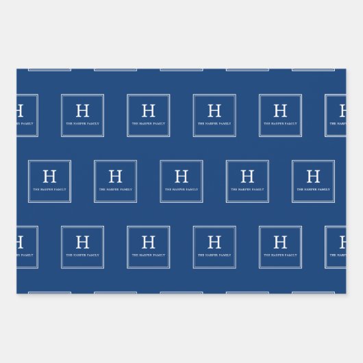 Farbe - klassisches Monogramm-Geschenkpapier Geschenkpapier Set (Vorderseite)