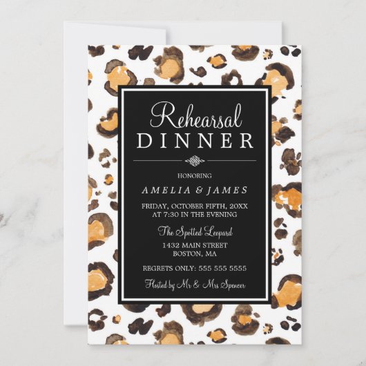 Farbe Leopard | Abendessen Probe Einladung (Vorderseite)