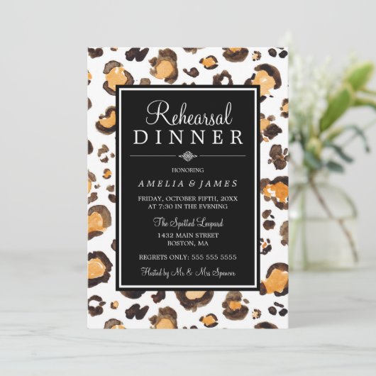 Farbe Leopard | Abendessen Probe Einladung (Stehend Vorderseite)