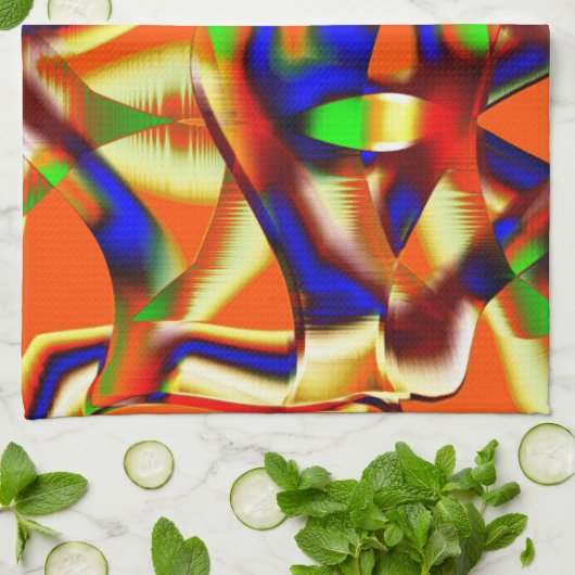 Farbe majestätisch, blau und orange gekämpft geschirrtuch (Gefaltet)