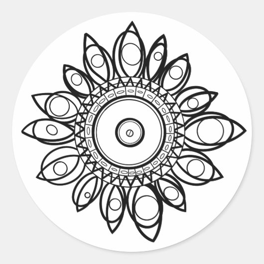 FARBE ME PEACOCK MANDALA RUNDER AUFKLEBER (Vorderseite)