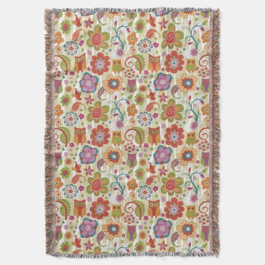 Farbe mit Blumen und Eule Decke (Vorderseite Vertikal)