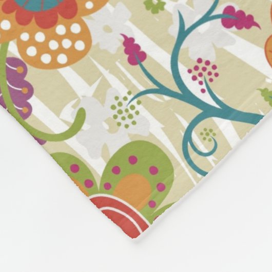 Farbe mit Blumen und Eule Fleecedecke (Ecke)