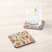 Farbe mit Blumen und Eule Getränkeuntersetzer (Rechte Seite)