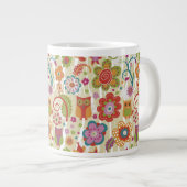 Farbe mit Blumen und Eule Jumbo-Tasse (Vorderseite Rechts)