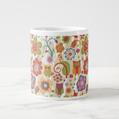 Farbe mit Blumen und Eule Jumbo-Tasse (Vorderseite)