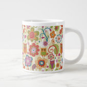 Farbe mit Blumen und Eule Jumbo-Tasse (Rechts)