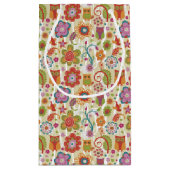 Farbe mit Blumen und Eule Kleine Geschenktüte (Rückseite)