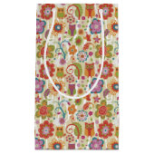 Farbe mit Blumen und Eule Kleine Geschenktüte (Vorderseite)