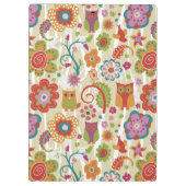 Farbe mit Blumen und Eule Klemmbrett (Rückseite)