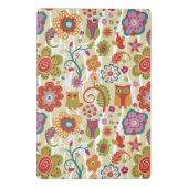 Farbe mit Blumen und Eule Mini Klemmbrett (Rückseite)