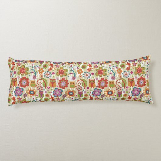 Farbe mit Blumen und Eule Seitenschläferkissen (Rückseite)