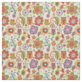 Farbe mit Blumen und Eule Stoff (Muster)
