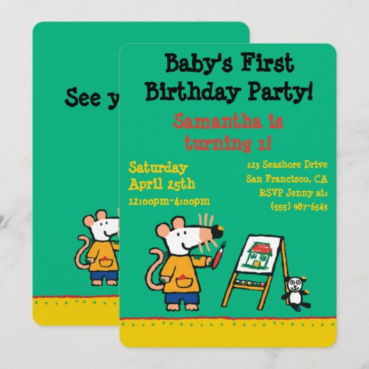 Farbe mit Maisy! Einladung (Vorne/Hinten)