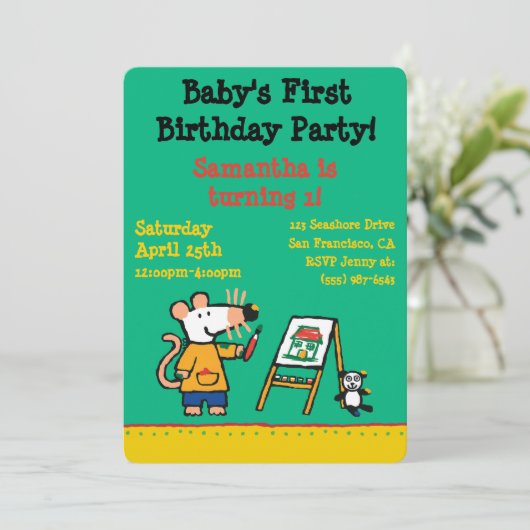 Farbe mit Maisy! Einladung (Stehend Vorderseite)