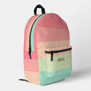 Farbe Pastell Rainbow Personalisiert mit Name Bedruckter Rucksack