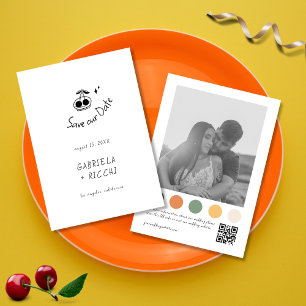 Farbe QR-Code für Handgezeichnete Kirschhaube Save The Date