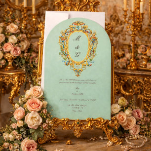 Farbe Rococo Wappen Monogramm Foto Hochzeit Einladung