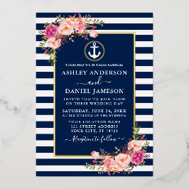 Farbe Rosa Bläserniche Streifen Gold Folieneinladung