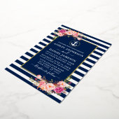 Farbe Rosa Bläserniche Streifen Gold Folieneinladung (Gedreht)