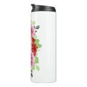 Farbe Rosa Farbe Rote Blume Monogramm Thermosbecher (Nach rechts gedreht)