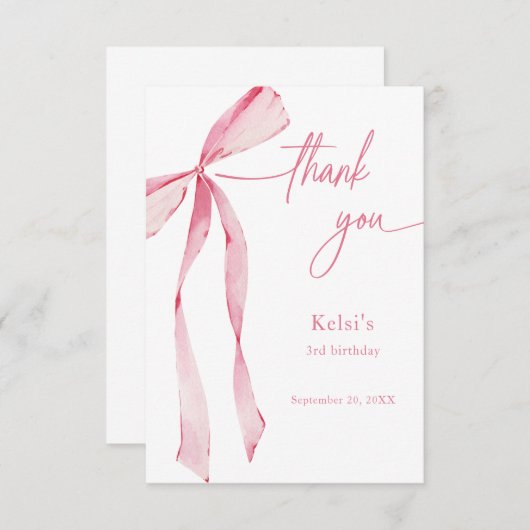 Farbe Rosa Rosa Dankeskarte (Vorne/Hinten)