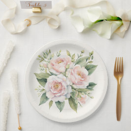 Farbe Rosa Rose Bouquet Pappteller