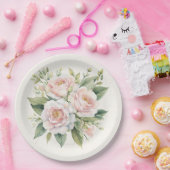 Farbe Rosa Rose Bouquet Pappteller (Party)