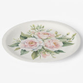 Farbe Rosa Rose Bouquet Pappteller (Schrägansicht)