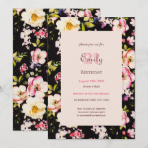 Farbe Rosa und Gelb Rosen auf schwarz, Geburtstag