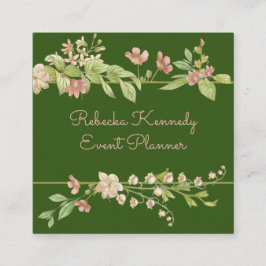 Farbe Rosa und grüne Blumenrinnen Quadratische Visitenkarte