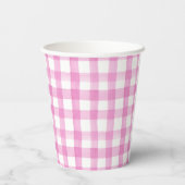Farbe Rosa und Weiß Gingham Pappbecher (Rückseite)