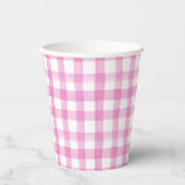 Farbe Rosa und Weiß Gingham Pappbecher (Vorderseite)