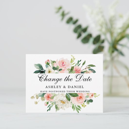 Farbe Rosa weiße Blüte verändert das Datum Postkarte (Stehend Vorderseite)