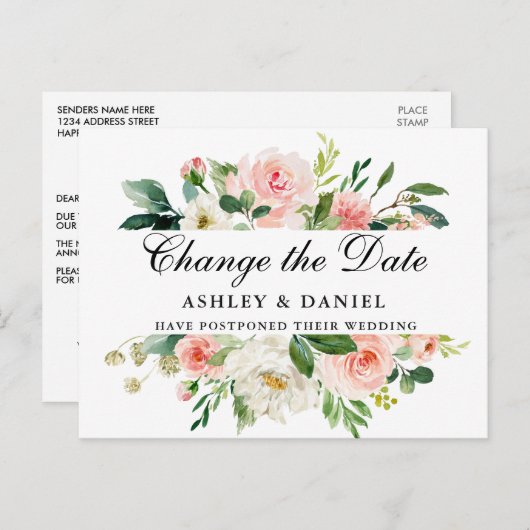 Farbe Rosa weiße Blüte verändert das Datum Postkarte (Vorne/Hinten)