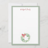 Farbe Rot und grüner Weihnachtskranz Mitteilungskarte (Vorderseite)