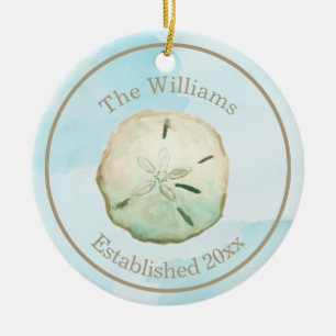 Farbe Sand Dollar Beach Name & Jubiläum Keramik Ornament