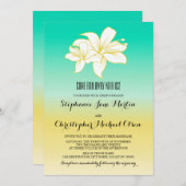 Farbe Sandstrand und Meeresziel Ombre Wedding Einladung (Vorne/Hinten)