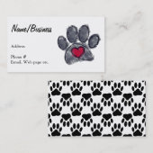 Farbe Schwarzer Hund Paw Print Red Heft Custom Visitenkarte (Vorne/Hinten)