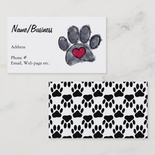 Farbe Schwarzer Hund Paw Print Red Heft Custom Visitenkarte (Vorne/Hinten)