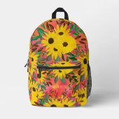 Farbe Sonnenblumen Blumenmuster Rosa + Name Bedruckter Rucksack (Vorderseite)