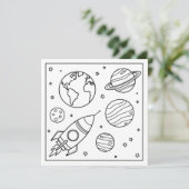 Farbe! Space Rocket Individuelle Name Kind zum Geb Karte (Stehend Vorderseite)