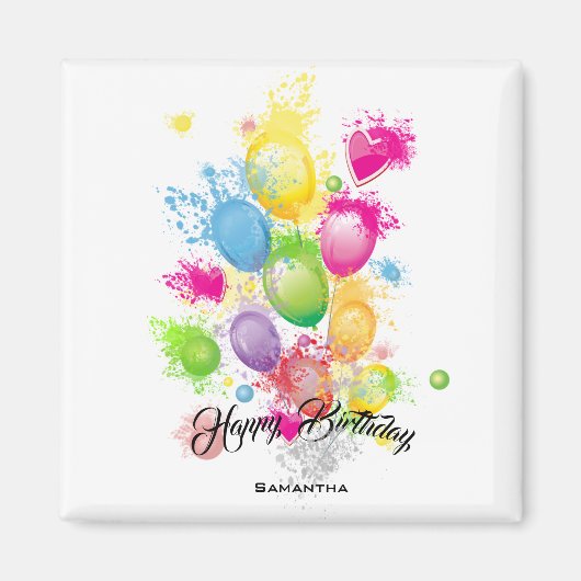 Farbe Splash Birthday Balloons Magnet (Vorne)