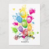 Farbe Splash Birthday Balloons Postkarte (Vorderseite)