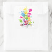 Farbe Splash Birthday Balloons Quadratischer Aufkleber (Tasche)