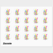 Farbe Splash Birthday Balloons Runder Aufkleber (Blatt)