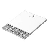 Farbe | Tropisches Schwarz-Weiß-Monogramm Notizblock (Rotiert)