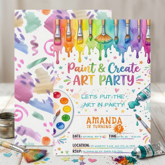 Farbe und Kunstparty Wasserfarbe Geburtstag Einladung
