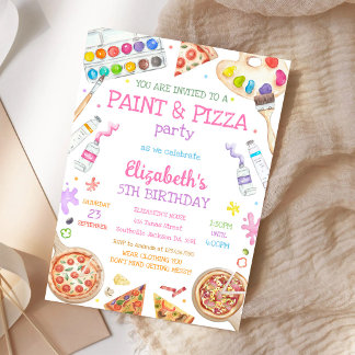 Farbe und Pizza Kunstmalerei Geburtstagseinladung Einladung